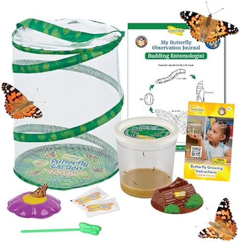 Insect Lore Butterfly Garden with 5 Live Baby Caterpillars - STEM Activity Journal, Habitat, Chrys-A-Lid Holder and Feeder Included | Raise and Release Painted Lady Butterflies by InsectLore