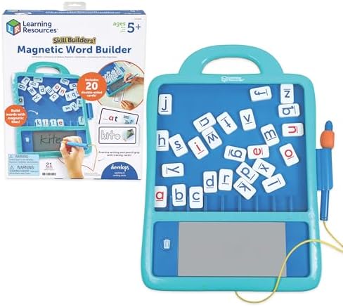 Learning Resources Skill Builders Magnetic Word Builder, Learn to Read, Phonetic Alphabet, Puzzle Board, ABC Kids Games, Sensory Board For Kids, Fine Motor Skills, Birthday Gift by LearningResources