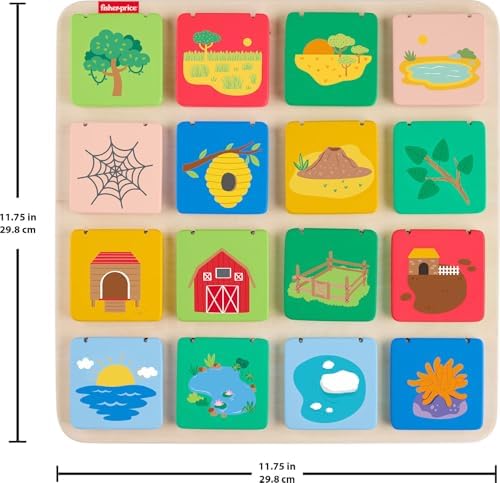 Fisher-Price Wood Preschool Toy Lift & Reveal Board, Early Learning Activity for Fine Motor Developmental Play Kids Ages 3+ Years - Image 6
