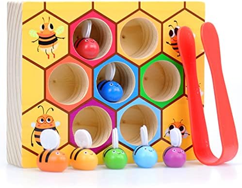 WOOD CITY Toddler Fine Motor Skills Toys, Bee to Hive Matching Game, Wooden Color Sorting Toy for Toddler 2 3 Years Old, Montessori Preschool Learning Toys Gift for Children by WOODCITY
