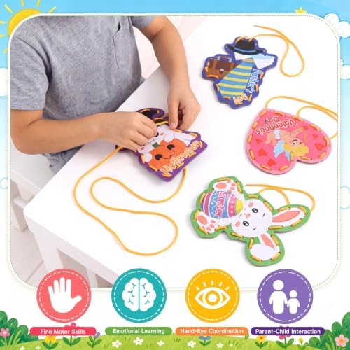 Funrous 10 Pieces Recognition Lacing Cards for Over Age of 6 Kids, Holiday - Image 5