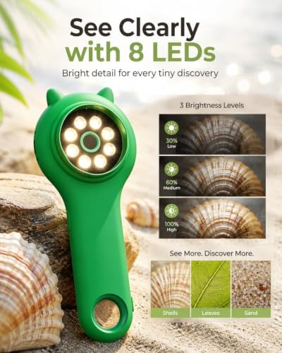 Nature Exploration Microscope for Kids, 500X Portable Digital Microscope with 2" IPS Screen, Plant Leaf Observation STEM Toy Age 5-12 (Green) - Image 5