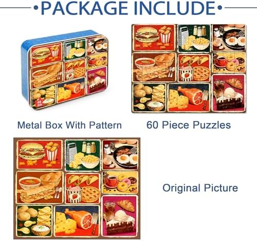 LELEMON Puzzles for Kids Ages 4-6,Food 60 Piece Puzzles for Kids Ages 6-8 in a Metal Box,Children Jigsaw Puzzles Kids Puzzles,Educational Learning Puzzle Toys for Girls and Boys - Image 6