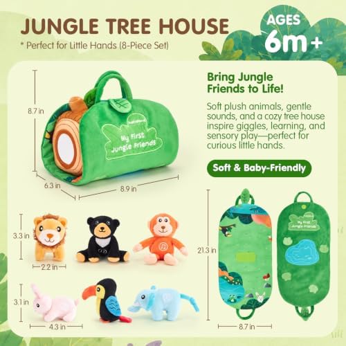 hahaland Baby Toys 6-12 Months, Jungle Plush Animal Set with Sounds & Words - Image 6