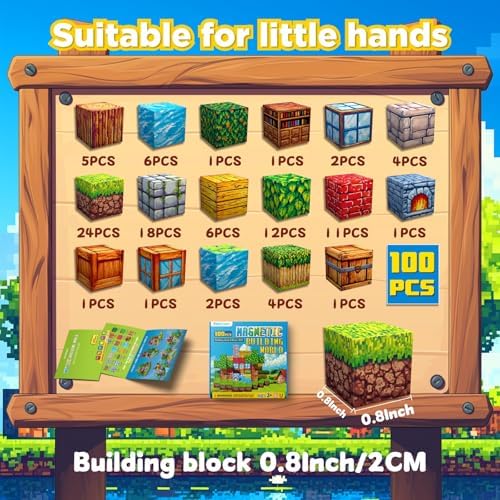 100PCS Magnetic Blocks Toys for Kids, Magnetic BuildIing Blocks Cubes,STEM Montessori Stacking Magnetic Tiles Toys for Kids Toddlers Boys Girls Ages 3 4 5 6 7 8-12 Birthday Gifts Party Supplies - Image 5