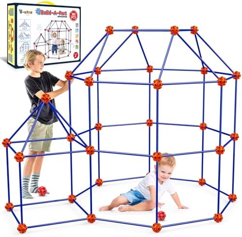 V-Opitos 180 Pack Fort Building Kits for Kids Age 4, 5, 6, 7, 8+ Years Old, Creative STEM Building Toys for DIY Castles, Tunnels, Play Tent, Ideal Christmas, Birthday Gifts for Boys & Girls by Wearecommittedtotheresearchandproductionofhigh-qualitykidstoysschoolofficesuppliesandholidayproducts