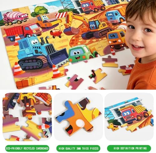 100 Piece Puzzles for Kids Ages 4-6 6-8 8-10, 100 Piece Construction Site Learning Educational Jigsaw Puzzles, Vehicle Kids Puzzles Ages 5-8 Gifts for Girls Boys - Every Piece is Unique - Image 2