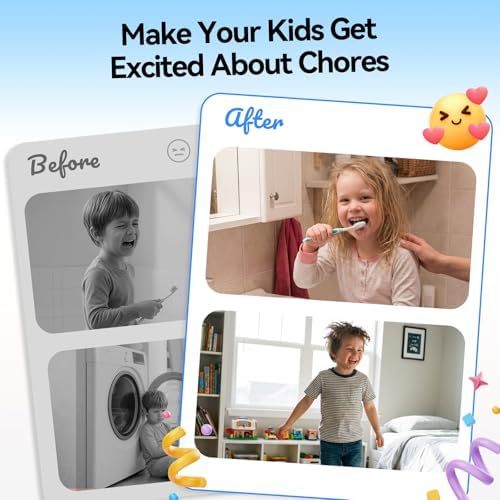 Magnetic Chore Chart Board with Sliders 19 Personalizable Sheets and Marker, Magnetic Fridge Whiteboard for Checklist Chore Chart for Multiple Kids, Daily Routine Chart for Habit Tracker - Blue - Image 6