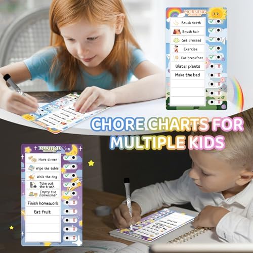 Chore Chart for Kids: Dry Erase to Do List, Morning/Bedtime Routine Chart, Magnetic Checklist, Toddler Visual Schedule, Daily Behavior Chart for Fridge - Image 5