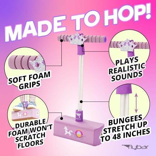 Flybar My First Foam Pogo Jumper for Kids Fun and Safe Pogo Stick for Toddlers, Durable Foam and Bungee Jumper for Ages 3 and up, Supports up to 250lbs (Pink Princess), Large - Image 2