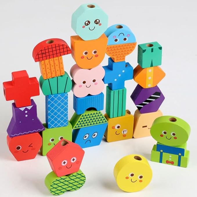Montessori Wooden Stacking Lacing Beads Toy, STEM Sequencing Ages 3+ - Image 8
