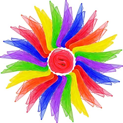 HKACSTHI Kids Juggling & Dance Scarves - Magic Trick Silk Scarves for Play, Music & Rhythm, 24 x 24 inch by HKACSTHI