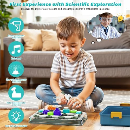 Science Kits for Kids Age 5-7 8-12, STEM Educational Learning Toys with 58 Circuit Parts, Over 520 Projects, Travel Sensory Table Fidget Toy for Boys Girls Birthday Gifts Ages 3 4 5 6 7 8 9 10 11 12 - Image 3
