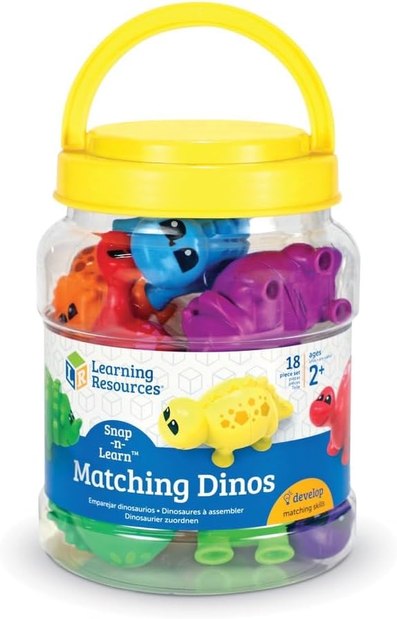 Learning Resources Snap-n-Learn Matching Dinos - Dinosaur Toys, Mini Plastic Figures, Sensory Bin, Toddler Travel Games, Shape Sorter, Preschool, Fine Motor Skills, Montessori Counting - Image 4