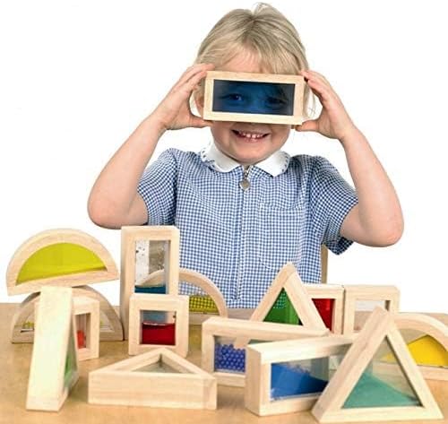 Large Wooden Building Blocks for Toddlers Baby Kids 16 Pcs Rainbow Blocks Geometry Sensory Stacking Construction Toys Set Colorful Preschool Learning Educational Toys for Boys & Girls… - Image 3