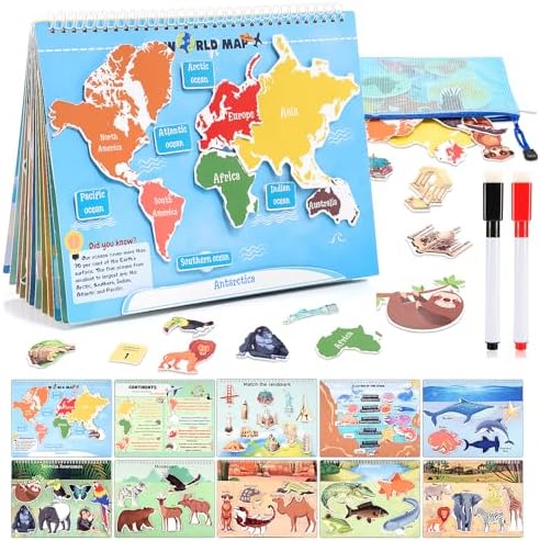 Toys for 3-8, Geography Busy Book Sensory Toys for Boys 3-6 Educational Toy for Kids Boy 4-9 Preschool Learning Activities Homeschool Birthday Gift for Girls and Boys Ages 5-7 by WethCorp