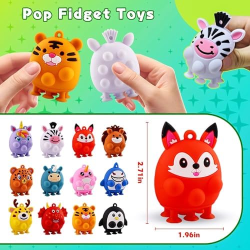 12PCS Animal Suction Popper Fidget Toys, Travel Toys for Airplane Car Activities, Silicone Sensory Toys, Birthday Party Favors for Kids, Pinata Stuffers for Kids, Preschool Classroom Prizes - Image 2