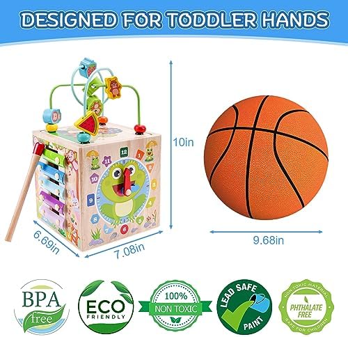 Wooden Activity Cube | Montessori Toys for 1 2 3 Year Old Toddler Gifts - Image 5