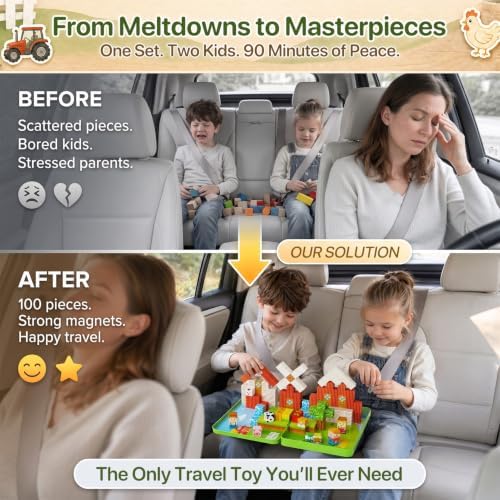Magnetic Cubes Farm Travel for Kids: Hold 15 Blocks, 60s Storage - Image 2