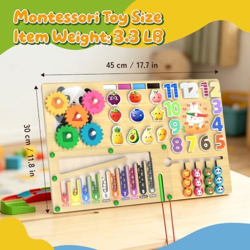 9-in-1 Montessori Busy Board Wooden Magnetic Maze Toy for 3+ Year Old Gift - Image 6