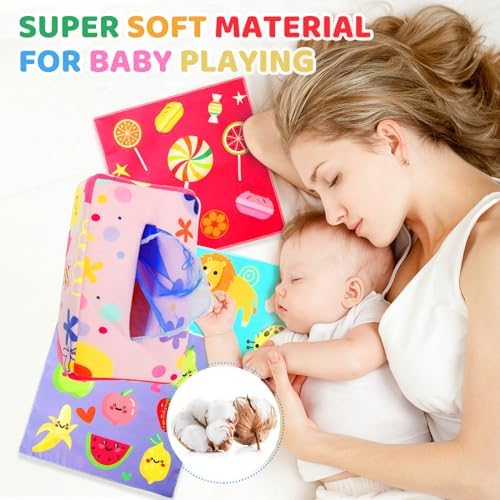 Baby Tissue Box - Montessori Toys for 6-12 Months, 1 Year Old - Soft Stuffed High Contrast Crinkle Infant Sensory Toy, Boys&Girls Toddler Early Learning Baby Gifts - Image 6