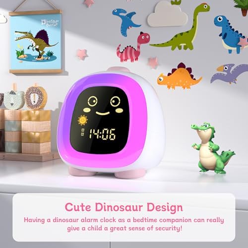 ANALOI Alarm Clock for Kids, Kids Alarm Clock Ok to Wake Cute Night Light for Bedroom, Toddlers Sleep Training Clock Stay in Bed, Dinosaur Birthday Gift for Kids Boys Girls - Image 3