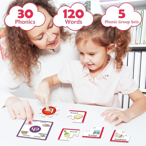 Torlam Phonics Puzzle, Rhyming Games Phonics Games Flash Cards for Kids Toddler, Learn to Read Spelling Reading Sight Words, Digraphs Blends Site Words for Preschool Kindergarten Homeschool Supplies - Image 3