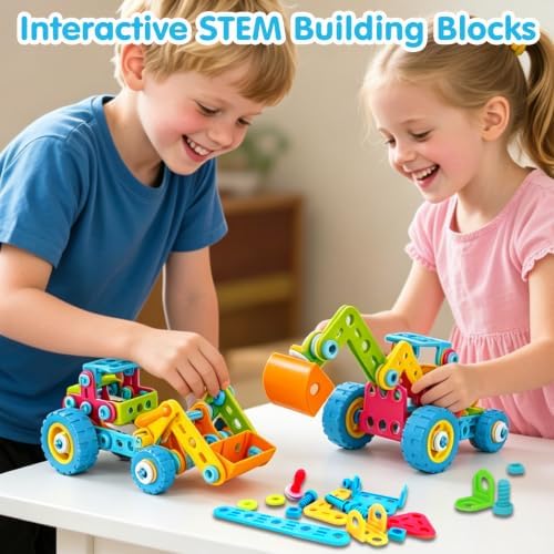 keefun STEM Toys for 4 5 6 7 8+ Year Old Boy Girl Birthday Gift, Building Toys for Kids Ages 4-8 6-8 4-6 Blocks Sets Stem Kits 5-7 4-7 3-5 Educational Learning Construction Engineering Car Truck Games - Image 2