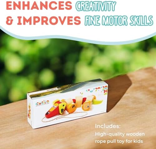 Cubika Wooden Walk Along Sausage Dog – Pull Toy for Toddlers Ages 1-3 – Montessori Inspired, FSC-Certified Wood, German Water-Based Paint – Travel Wooden Toys for Boys and Girls - Image 5