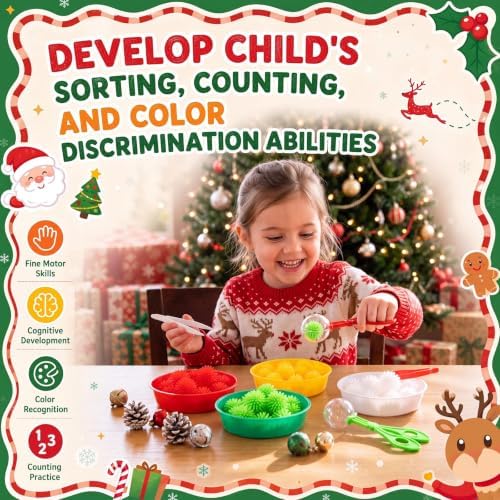 Leitee 71 Pcs Sensory Bin Filler,Red Green,Christmas - Image 3