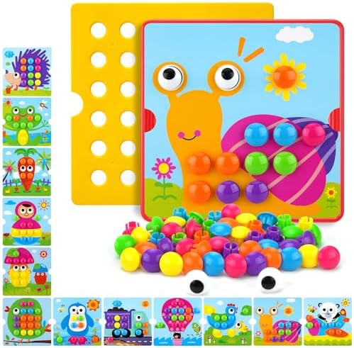 AluAbi Large Button Art Toy for Toddlers, Mosaic Peg Board, Ages 3+ by AluAbi