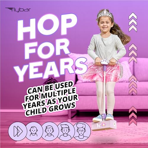 Flybar My First Foam Pogo Jumper for Kids Fun and Safe Pogo Stick for Toddlers, Durable Foam and Bungee Jumper for Ages 3 and up, Supports up to 250lbs (Pink Princess), Large - Image 6