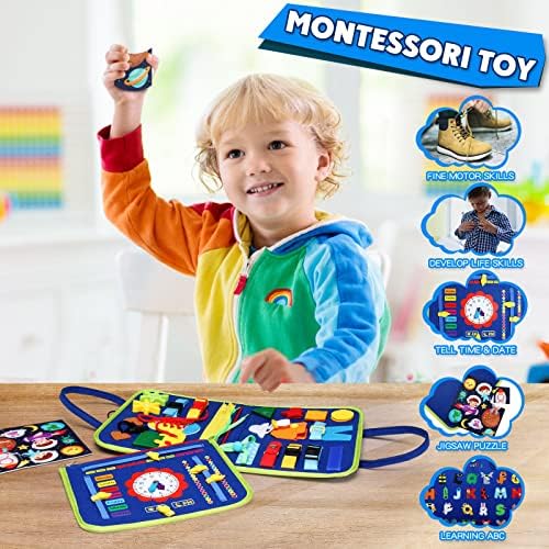 Guolely Busy Board Montessori Toy for 3-6 Year Old Toddlers - Educational Activity Developing Sensory Board for Fine Basic Dress Motor Skills - Travel Toys for Plane Car, Gift for Boys Girls - Image 4