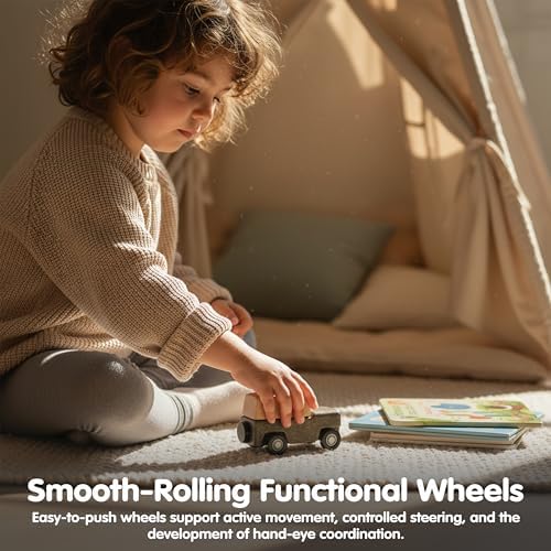 PlanToys® Grey Wagon Wooden Montessori Pull Along Toy for Kids Active Play - Image 6