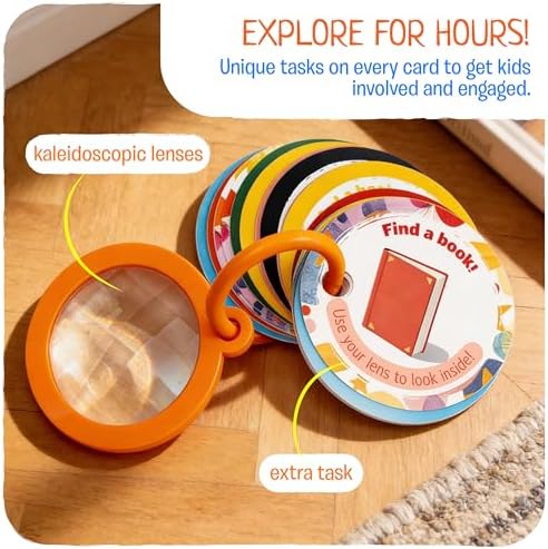 Scavenger Hunt at Home | Indoor Toddler Activity Cards with Magic Kaleidoscopic Lens | Sensory Games for 2-3 Year Olds | Learning Toys | Rainy Day Activity for Kids - Image 4