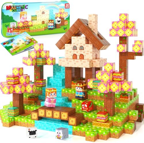 Mini Magnetic Blocks, Portable Building Cubes Travel Toys for Kids Ages 4-8 by Soyee