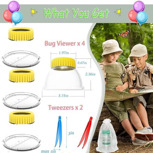 4Pack Bug Cather 5X Magnifyer Insect Jar Observation Bug Viewer Kit - Image 6