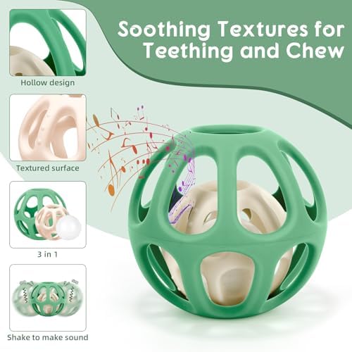 MCGMITT Sensory Balls for Baby, Easy Grasp Food Grade Stretchy Silicone Baby Teether Ball for 0-6 6-12 Months, BPA-Free Montessori Chew Toy, Newborn Infant Learning Developmental Toys Gift - Image 2