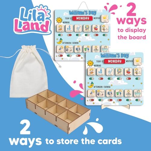 Wooden Chore Chart for Boys, Daily Routine Chart for Kids, Visual Schedule, Chore Reward Chart, Bedtime Morning Routine Chart for Toddlers (04) - Image 7