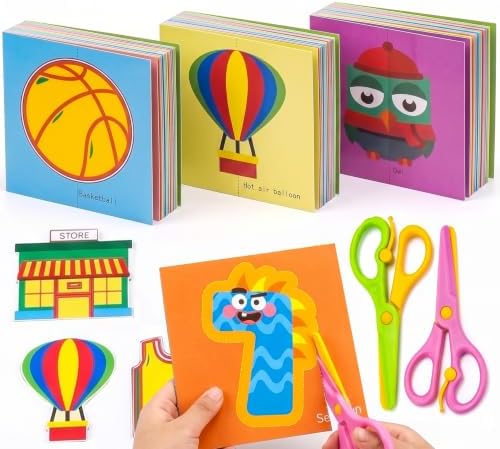 Koogel Toddler Scissors Practice Kit, 2 Safety Scissors & 120 Craft Papers by KOOGEL