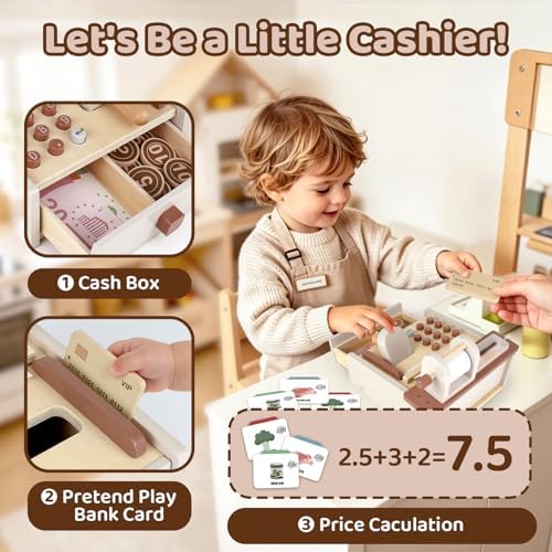 Cash Register for Kids Play Money with Scanner Boys Girls Birthday Gift - Image 4