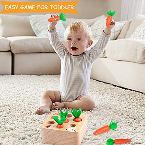 Montessori Toys Baby Easter Toys for Toddlers 1-3 Years Old, Educational Wooden Carrot Toys Shape Size Sorting Matching Puzzle, Great Baby Easter Gifts Birthday Gift Toy - Image 6