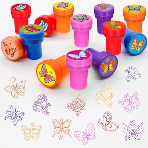 Cinrobiye 24 Pcs Butterfly Stampers Party Favor Set, Cute Butterfly Stamps for Kids Birthday Party, Classroom Rewards, Carnival Prizes, Goody Bag Fillers,Themed Party Supplies - Image 4