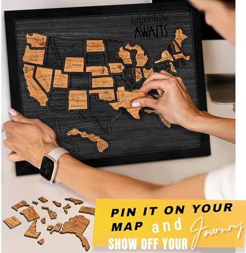flinelife USA Landmarks Travel Map, 13x11, Wooden USA Map Puzzle, Perfect for Couples and Families Gift - Image 3