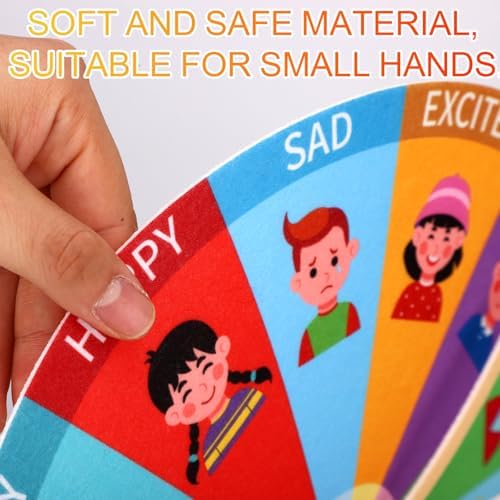Soft Plush Emotion Wheel for Kids, 13 Feelings Chart Social Emotional Learning Poster Calm Toys for Toddlers Children Portable Mood Coping Calming Corner Items Sensory Tools - Image 5