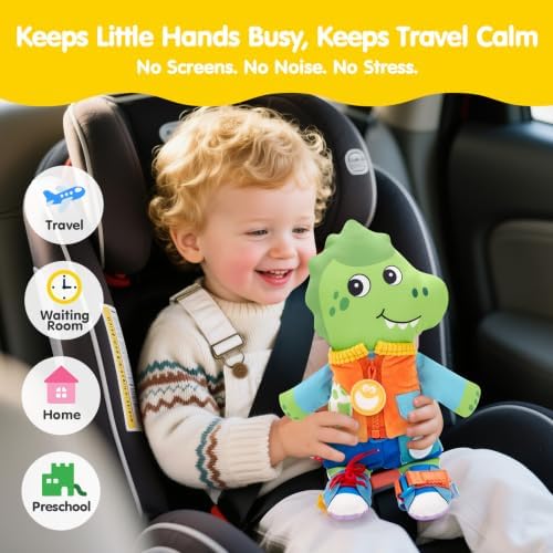 hahaland 2-in-1 Montessori Busy Doll, Learn to Dress Toy for Toddlers 1-3 - Image 6