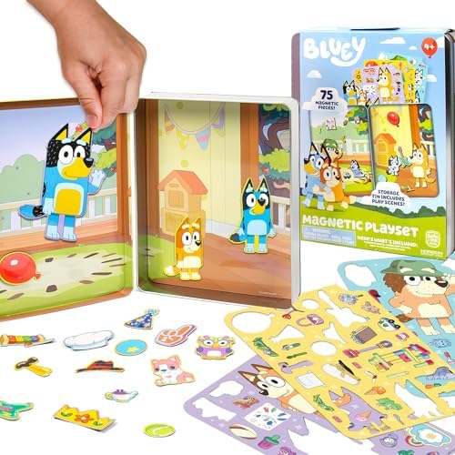 Bluey Magnetic Playset, Magnet Activity Toys, Great Birthday Parties, at-Home Activities, or Screen-Free Fun, Perfect Travel or Road Trip, Hours of Fun for Kids Ages 3,4,5,6,Multicolor,Medium,214618 by HorizonGroupUSA