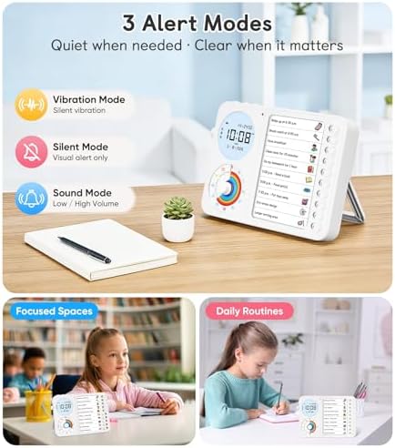 3-in-1 Visual Timer & ADHD Tool for Kids – ADHD Task Timer for Adults with Visual Schedule, Chore Chart & Planning Board for Home, School, Classroom, Work (White) - Image 3