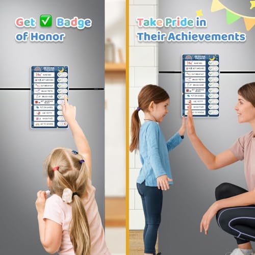 Upgraded Slider 3 in 1 Bedtime/Morning/Daily Routine Chart for Kids, Magnetic Chore Chart for Kids, Visual Schedule for Kids Toddlers Schedule Board for Home - Image 4