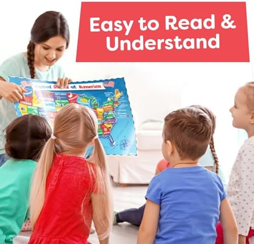 United States and World Map For Kids Classroom Posters 2pc Set - 24” x 16” Waterproof US and World Map for Classroom Decor Posters - Teacher Classroom Must Haves - Homeschool Back to School Supplies - Image 6